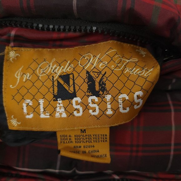 In Style We Trust NY Reversible Zip Puffer Vest Womens M Red Tartan Plaid Black - Picture 11 of 16